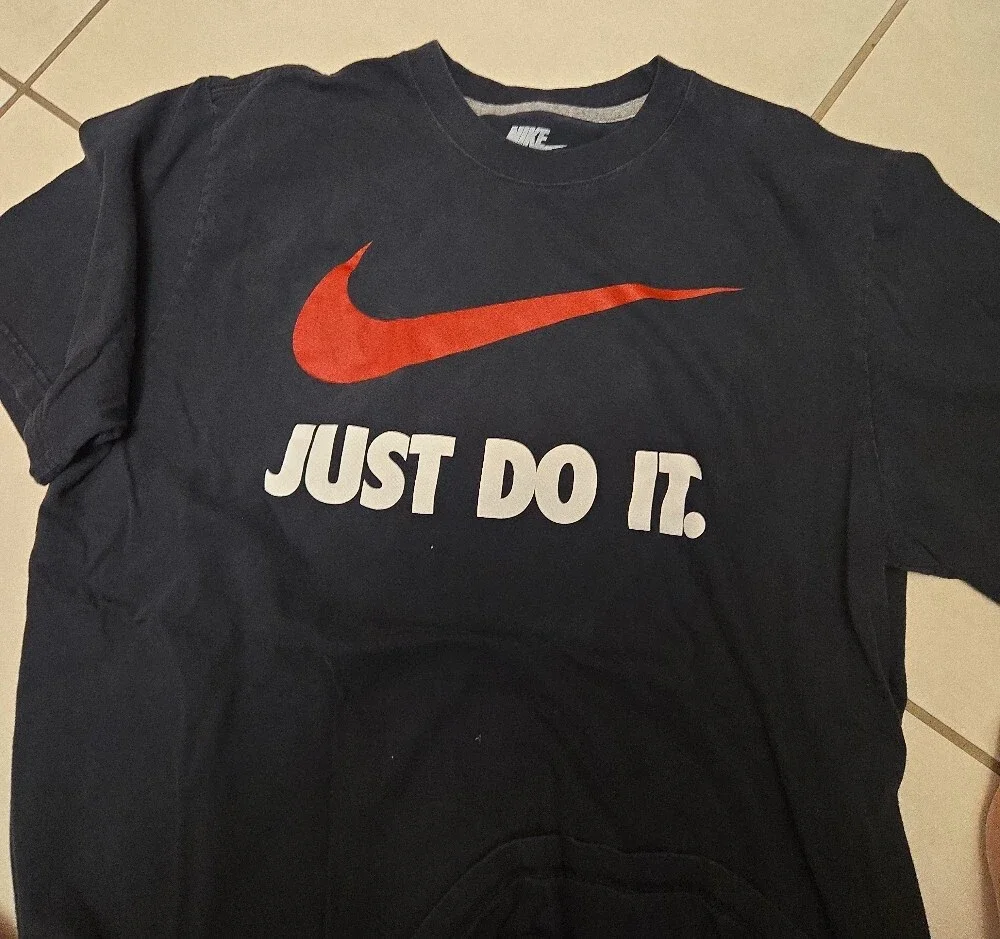 Nike Black Short Sleeve Tee with Red Swoosh and White 